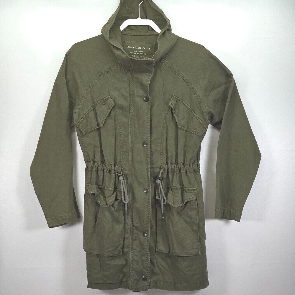 American Eagle Military Field Jacket Women's XS Drab‎ Green Utility Tech Wear